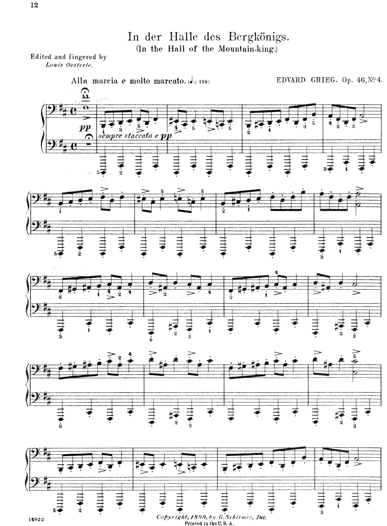Grieg, Peer Gynt, « Dans l'antre du roi de la montagne », version pour piano