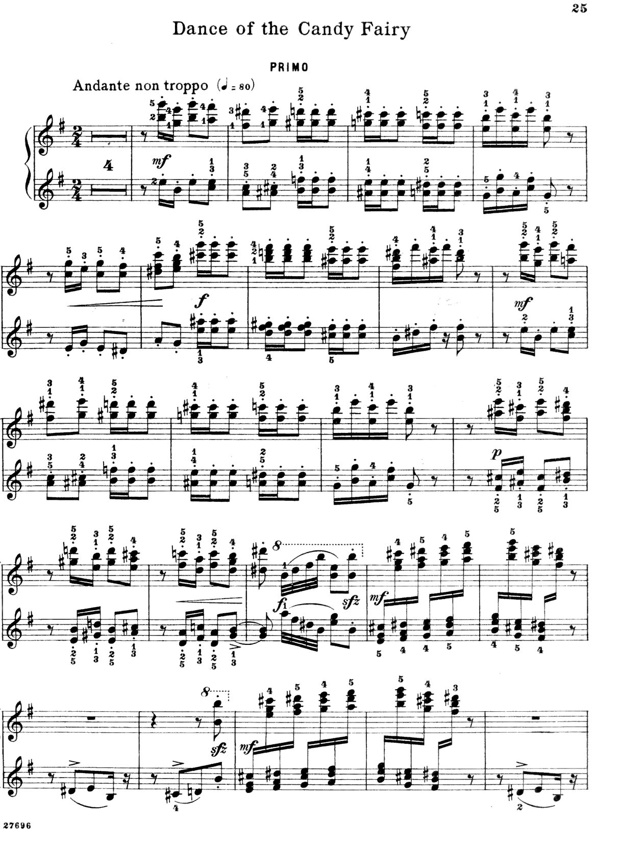 Tchaïkovski, « Danse de la Fée Dragée », piano à quatre mains (secondo et primo)