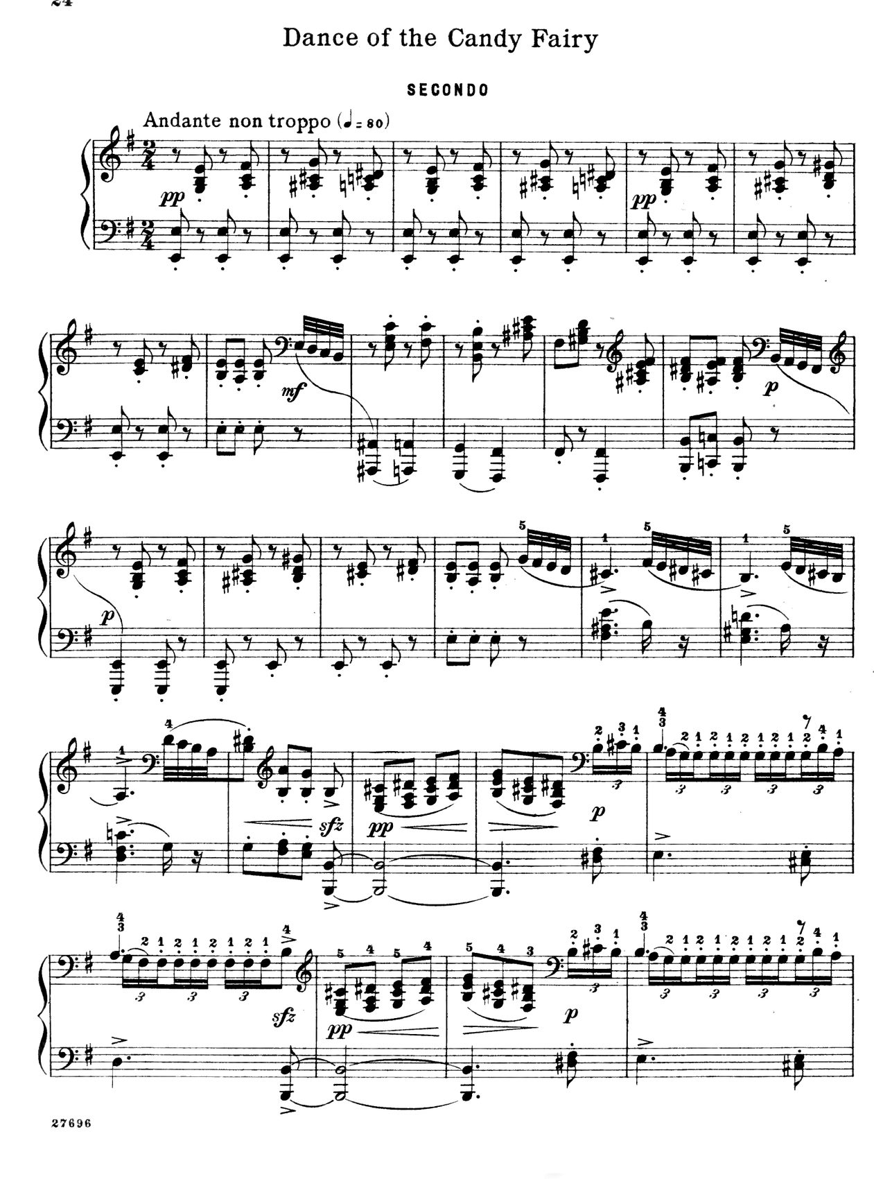 Tchaïkovski, « Danse de la Fée Dragée », piano à quatre mains (secondo et primo)